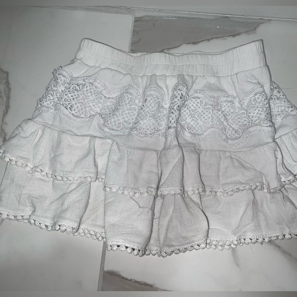 Lace white mini skirt